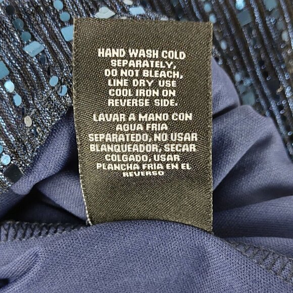 Leslie Fay Blue Sleeveless Double Keyhole Crew Neck Sequin Shirt Dress Size 8 - Picture 13 of 13